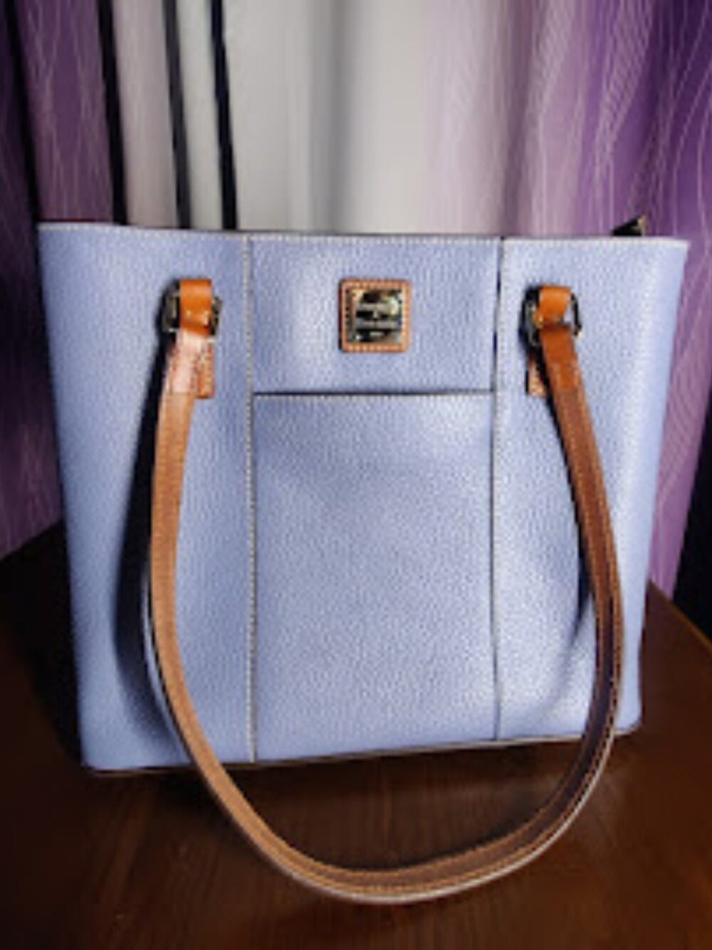 The Dooney & Bourke Lexington Pebble Grain Small Shopper Periwinkle Blue